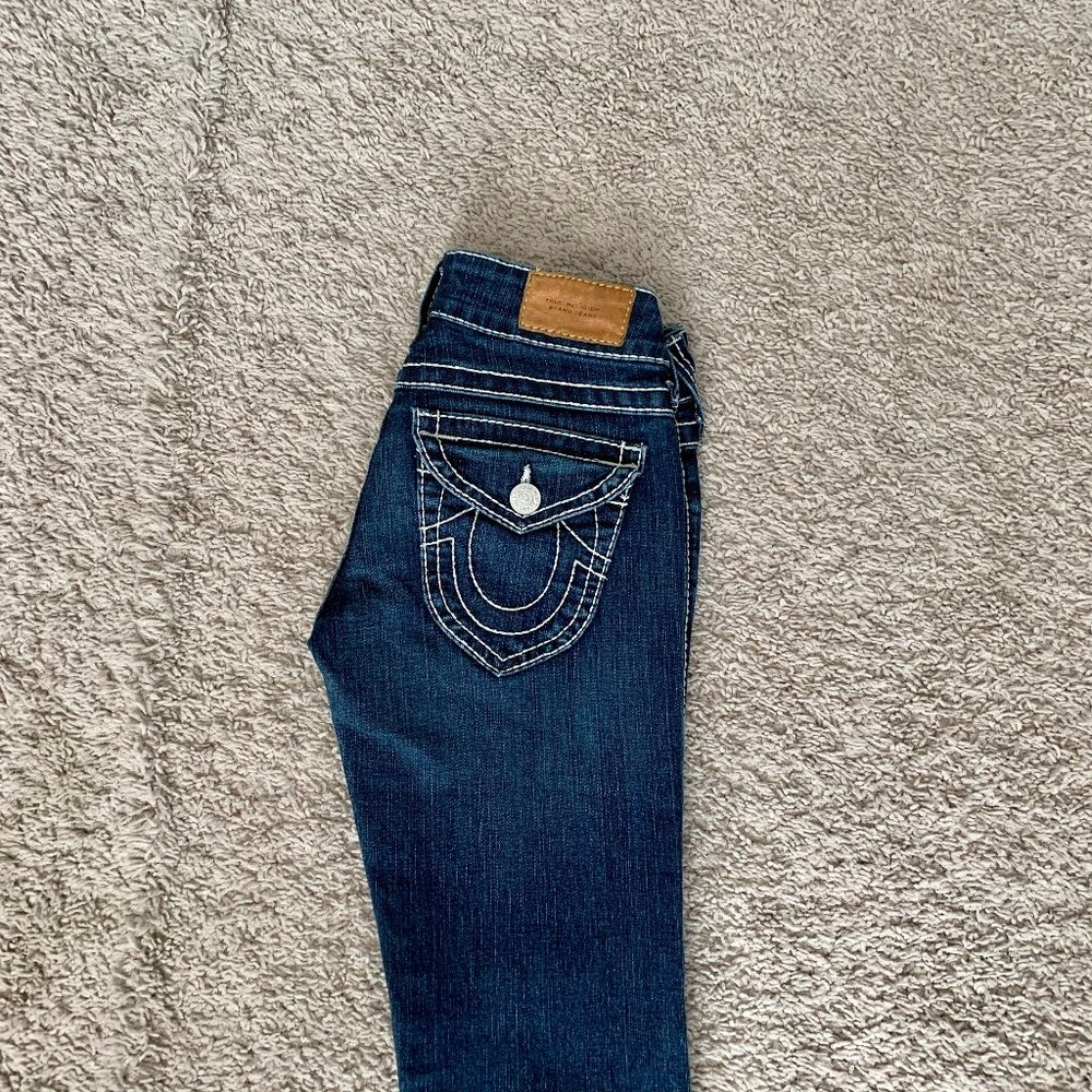 True Religion white stitch jeans